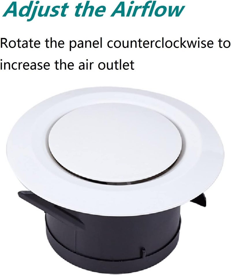Allvent 3 inch ABS Adjustable Air Vent White Round Soffit Exhaust Vent for Inline Duct Fan Outlet Vent(ø75mm) - Image 5